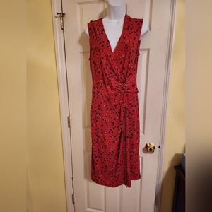Red floral jersey sheath dress
